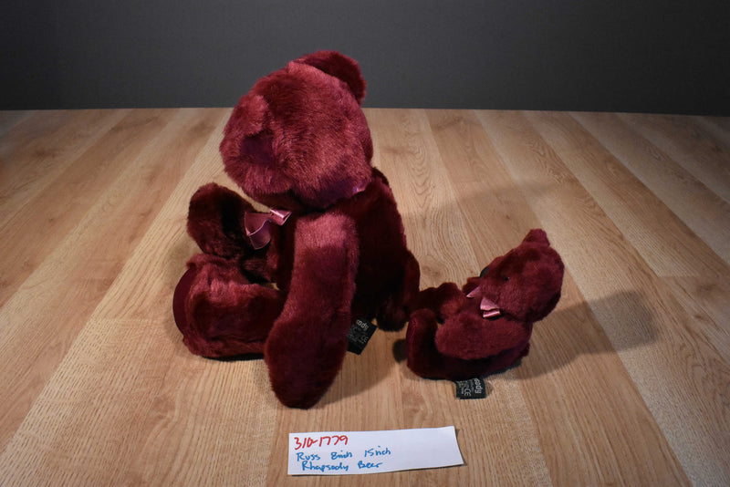 Russ Two Rhapsody Burgandy Red Teddy Bears Beanbag Plush
