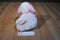 Dan Dee Vase Hugger White and Pink Dog Plush