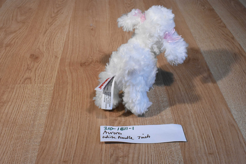 Aurora Mini White Poodle Beanbag Plush with Pink Bows