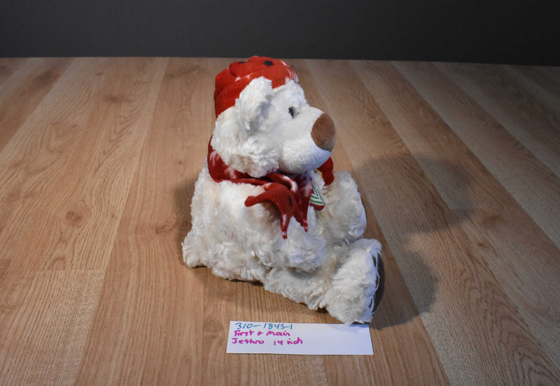 First & Main Jethro Bear Beanbag Plush With a Candy Cane