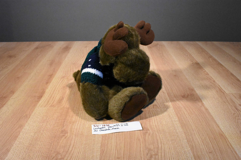 Wishpets Mr. Chocolate Moose in Snowman Christmas Sweater 1999 Plush
