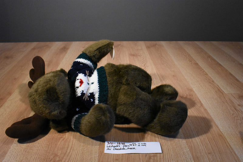 Wishpets Mr. Chocolate Moose in Snowman Christmas Sweater 1999 Plush