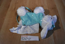 Poochie & Co. White Bunny Rabbit Bag Purse With Teal Sequin Body with Pink Rose