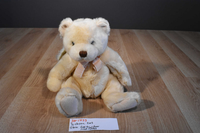 Ty Classic Gloria Gold Angel Bear 2003 Beanbag Plush