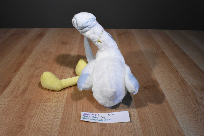 Aurora Baby Special Delivery Stork With Teddy Bear Boy Beanbag Plush