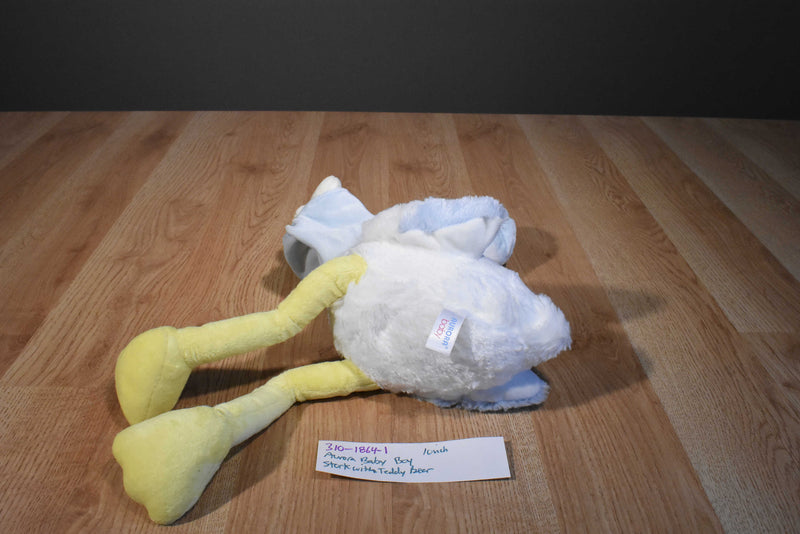 Aurora Baby Special Delivery Stork With Teddy Bear Boy Beanbag Plush