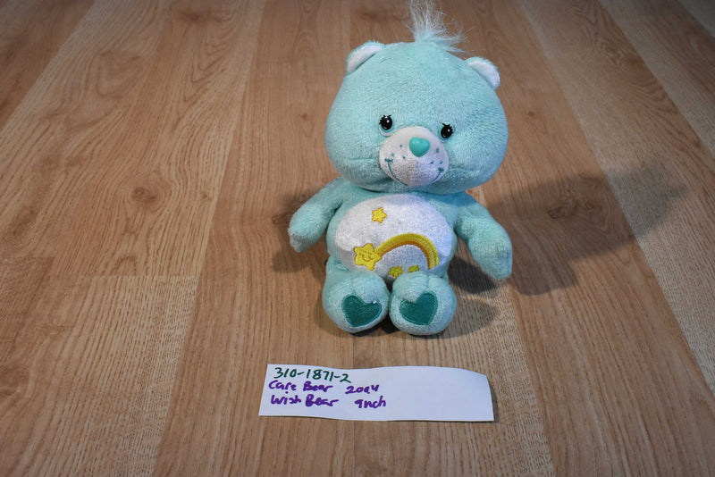 Play Along Care Bears Green Wish Bear 2004 Beanbag Plush