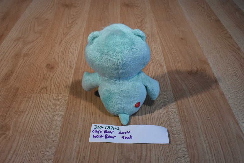 Play Along Care Bears Green Wish Bear 2004 Beanbag Plush
