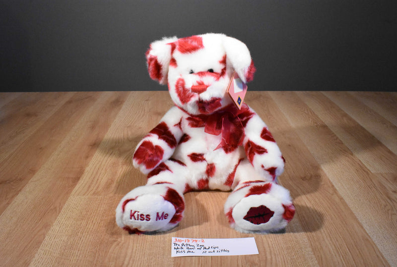 The Petting Zoo Valentines White Bear With Red Lips 1994 Beanbag Plush