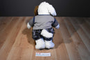 Build-A-Bear White and Brown Dog Beanbag Plush in Halfpipe Shirt and Camo Shorts