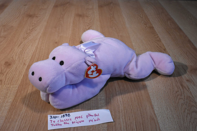 Ty Pillow Pals Tubby the Lavender Hippo 1996 Plush