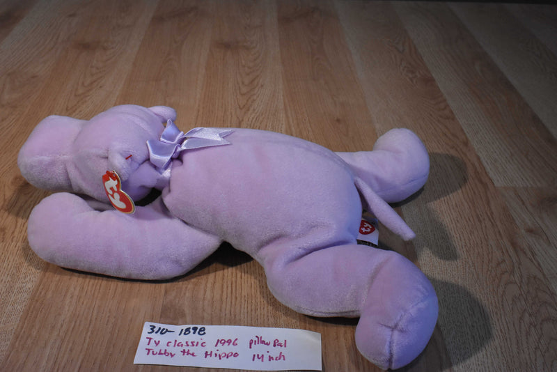 Ty Pillow Pals Tubby the Lavender Hippo 1996 Plush