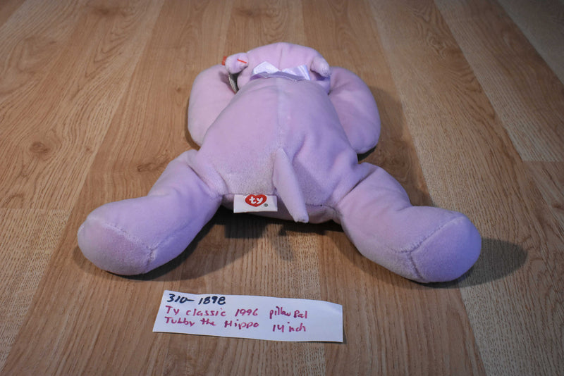 Ty Pillow Pals Tubby the Lavender Hippo 1996 Plush