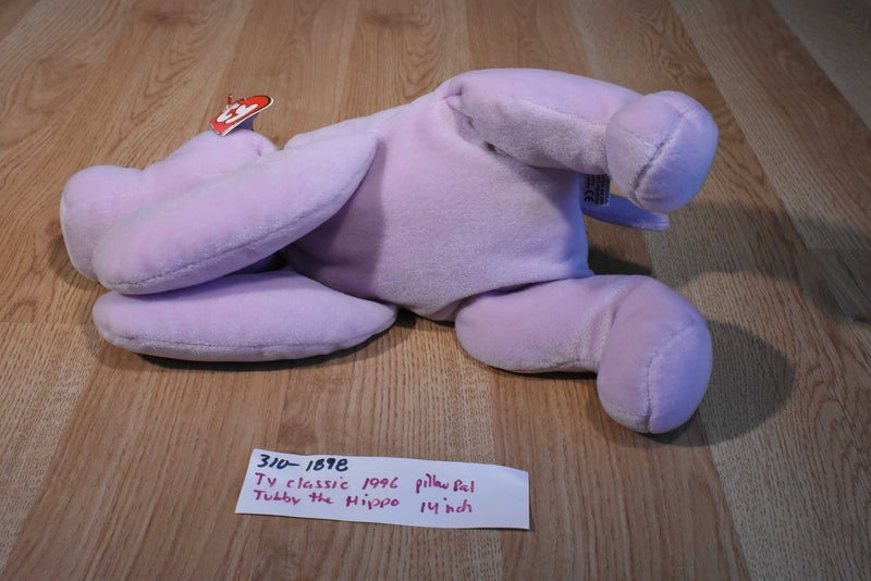 Ty Pillow Pals Tubby the Lavender Hippo 1996 Plush