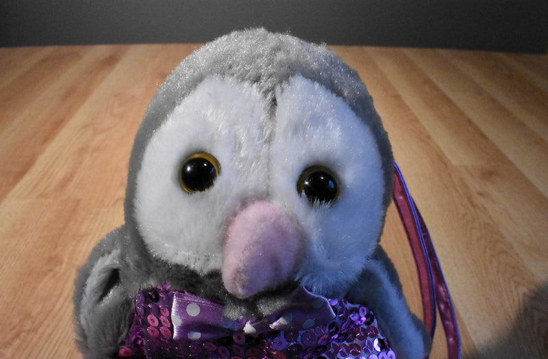 Poochie and Co. Penguin Purple Sequins Plush Bag Purse
