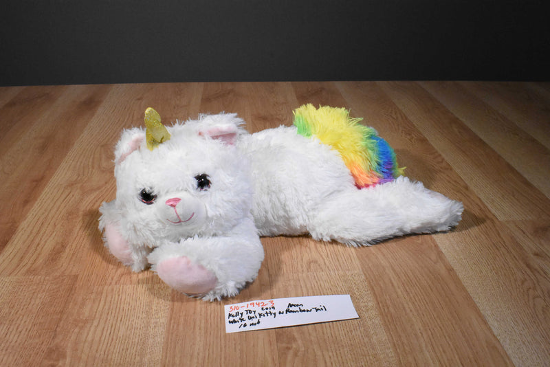 Kelly Tot White Kittycorn With a neon Rainbow Tail