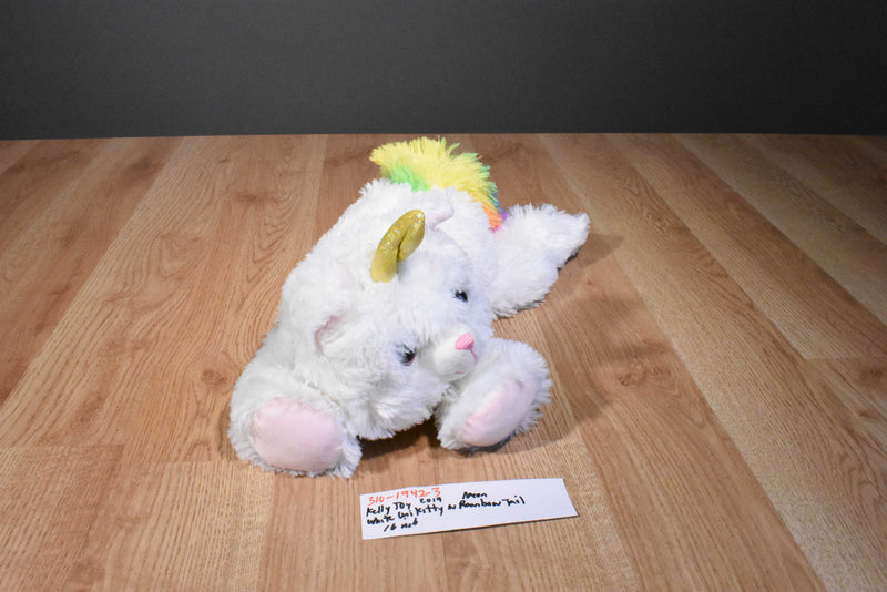 Kelly Tot White Kittycorn With a neon Rainbow Tail