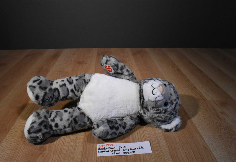 Build a Bear White Gray Black Spotted Snow Leopard 2019 Plush With Blue Eyes