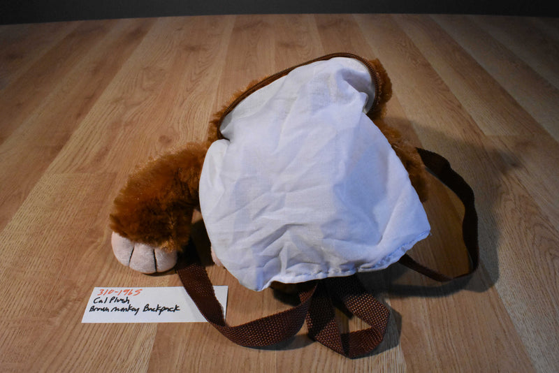 Cal Plush Brown and Pink Monkey Backpack
