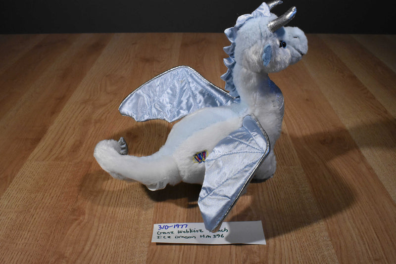 Ganz Webkinz Blue and White Ice Dragon HM396 Beanbag Plush No Code