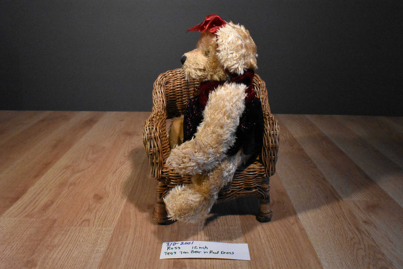 Russ Tess Tan Teddy Bear Red Dress Beanbag Plush