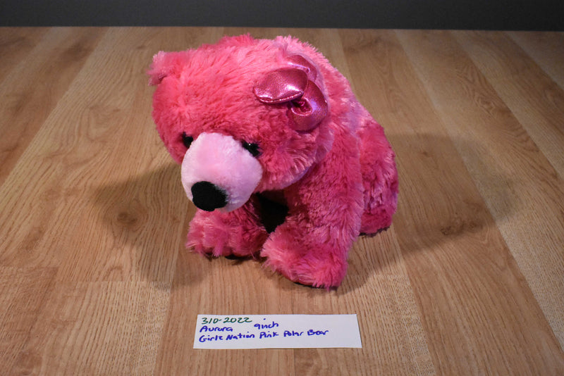 Aurora Girlz Nation Pink Bear Beanbag Plush With Pink Bow
