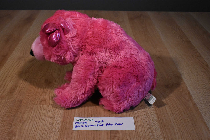 Aurora Girlz Nation Pink Bear Beanbag Plush With Pink Bow