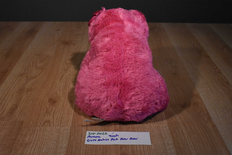 Aurora Girlz Nation Pink Bear Beanbag Plush With Pink Bow
