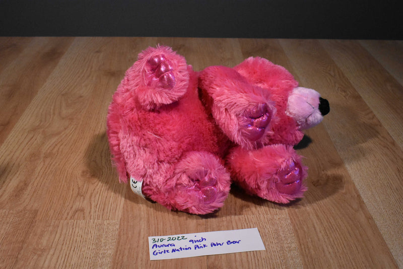 Aurora Girlz Nation Pink Bear Beanbag Plush With Pink Bow