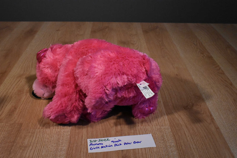 Aurora Girlz Nation Pink Bear Beanbag Plush With Pink Bow