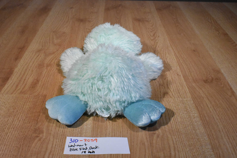 Wal-Mart Flat Fluffy Blue Duck Beanbag Plush