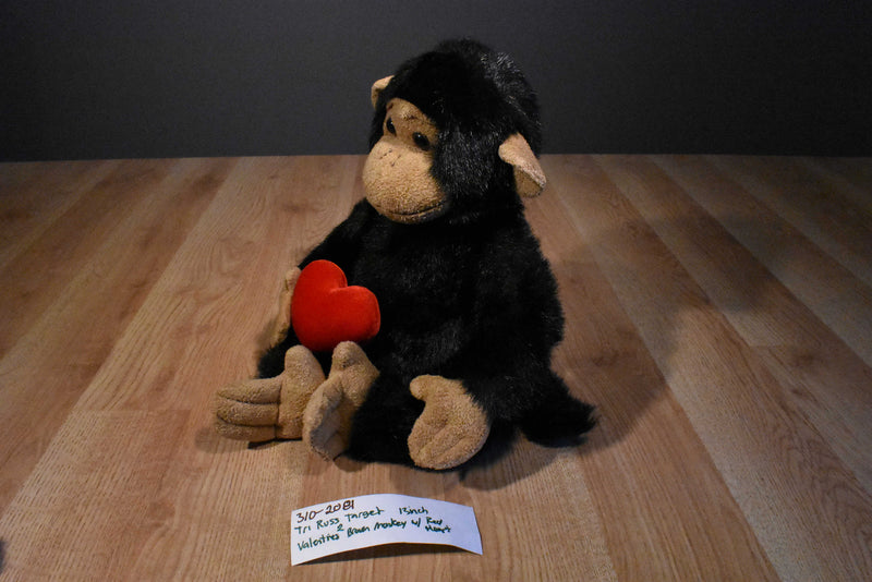 Tri Russ Target Chimp with Red Heart and Small Monkey Beanbag Plush