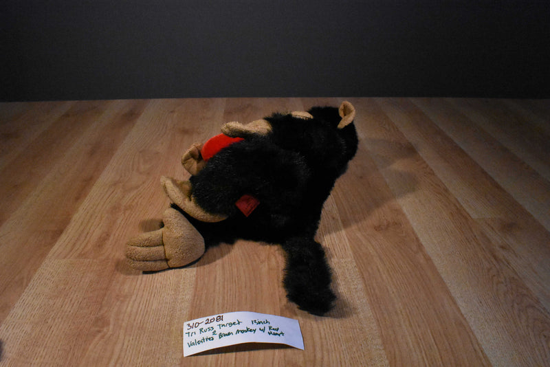Tri Russ Target Chimp with Red Heart and Small Monkey Beanbag Plush