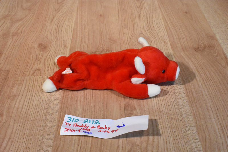 Ty Beanie Buddy 1998 and Baby 1995 Snort Red Bull Beanbag Plush