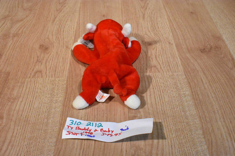 Ty Beanie Buddy 1998 and Baby 1995 Snort Red Bull Beanbag Plush