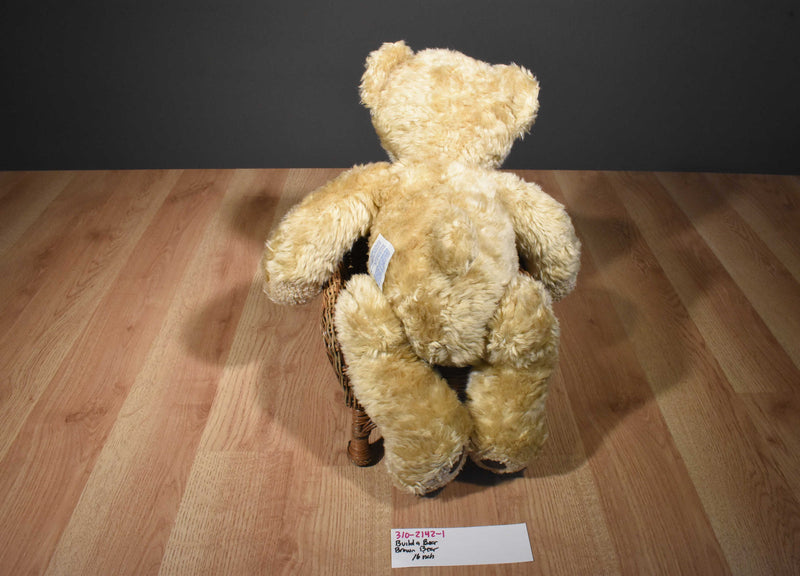 Build a Bear Tan Bear Beanbag Plush With Wavy Curly Hair