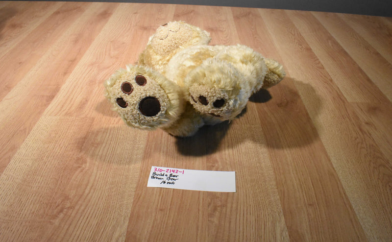 Build a Bear Tan Bear Beanbag Plush With Wavy Curly Hair