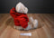 Fine Toy Beige Tan Teddy Bear in Red Hooded Sweatshirt Plush