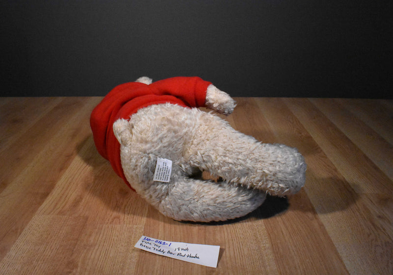Fine Toy Beige Tan Teddy Bear in Red Hooded Sweatshirt Plush