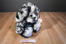 Fairview Soft Creations White and Black Puppy Dog Plush with a Bell