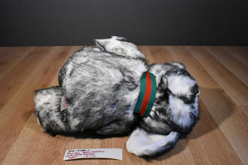 Fairview Soft Creations White and Black Puppy Dog Plush with a Bell