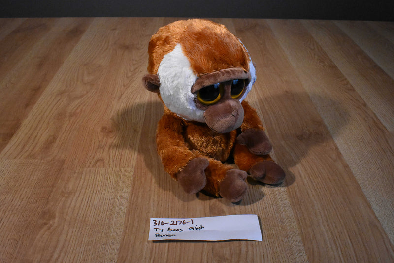Ty Beanie Boos Bongo Brown and White Gibbon Monkey 2012 Beanbag Plush