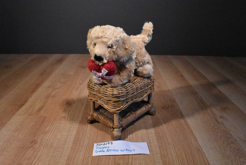 Douglas Golden Retriever Dog with Red Heart Beanbag Plush