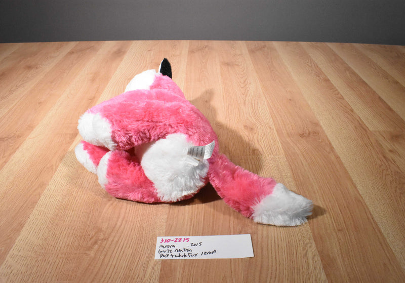 Aurora Girlz Nation Pink and White Fox 2015 Beanbag Plush With Pink Leopard Print Bow