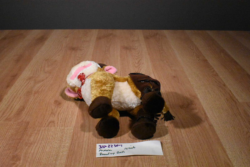 Aurora Round Up Brown Bull Beanbag Plush With Cowboy Hat and Chaps