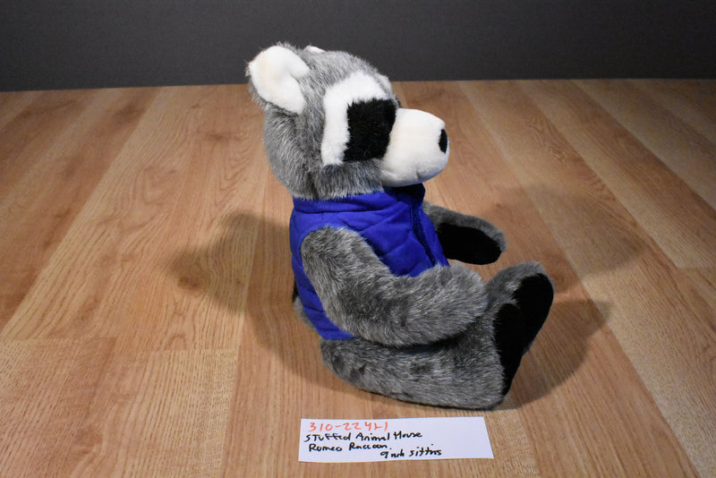 Stuffed animal House Romeo Raccoon Beanbag Plush With Blue Vest