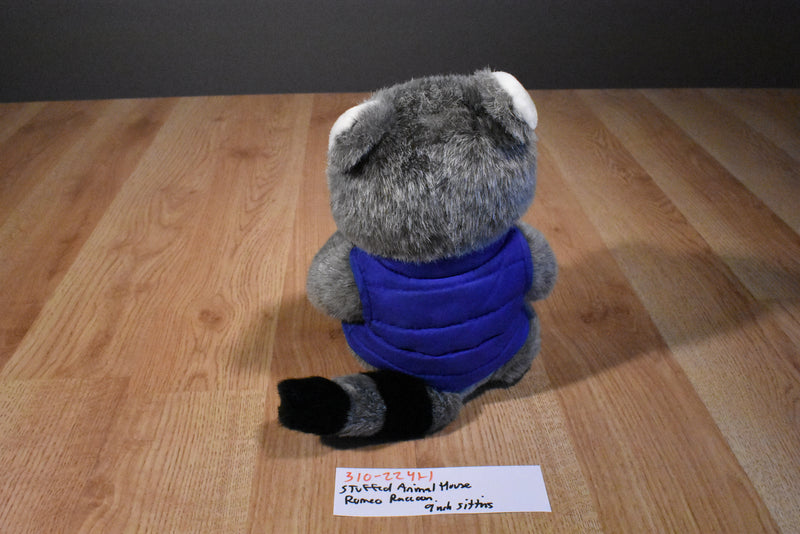 Stuffed animal House Romeo Raccoon Beanbag Plush With Blue Vest
