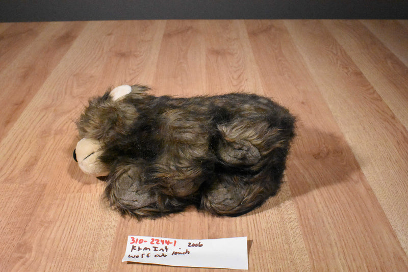 K & M Brown Wolf Cub 2006 Beanbag Plush With Blue Eyes