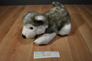 Build a Bear Gray and White Husky Beanbag Plush With Red Collar