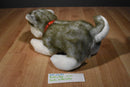 Build a Bear Gray and White Husky Beanbag Plush With Red Collar